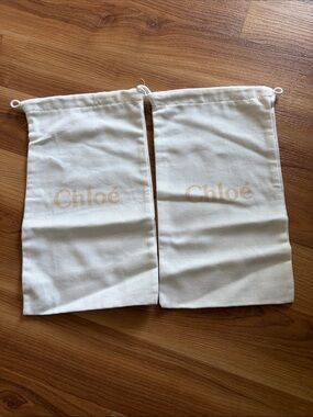 Chloe Lot of 2 Drawstring Dust Bags Cream White